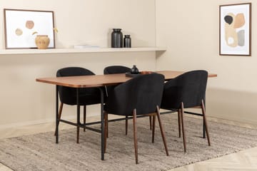 Unos Matgrupp 200 cm inkl 4 Kullersbro Stolar - Valnötsbrun/Svart/Brun - Möbler - Bord & matgrupp - Matgrupp