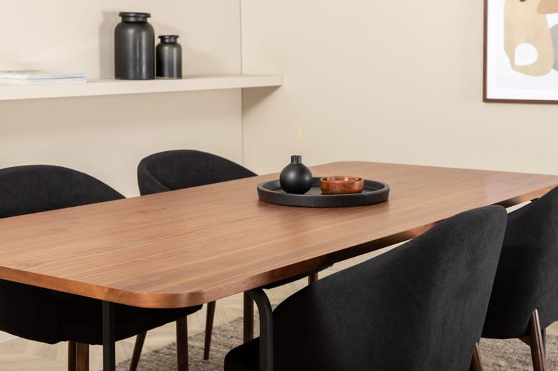 Unos Matgrupp 200 cm inkl 4 Kullersbro Stolar - Valnötsbrun/Svart/Brun - Möbler - Bord & matgrupp - Matgrupp