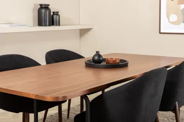 Unos Matgrupp 200 cm inkl 4 Kullersbro Stolar - Valnötsbrun/Svart/Brun - Möbler - Bord & matgrupp - Matgrupp