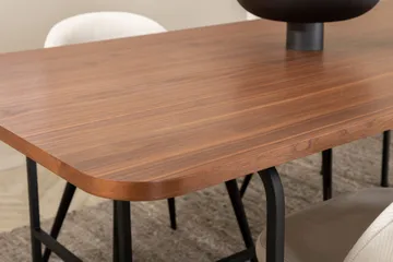 Unos Matgrupp 200 cm inkl 4 Valera Manchesterstolar - Valnötsbrun/Svart/Beige - Möbler - Bord & matgrupp - Matgrupp