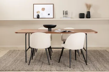 Unos Matgrupp 200 cm inkl 4 Valera Manchesterstolar - Valnötsbrun/Svart/Beige - Möbler - Bord & matgrupp - Matgrupp