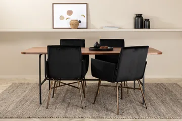 Unos Matgrupp 200 cm inkl 4 Pipi Stolar - Valnötsbrun/Svart/Kopper - Möbler - Bord & matgrupp - Matgrupp