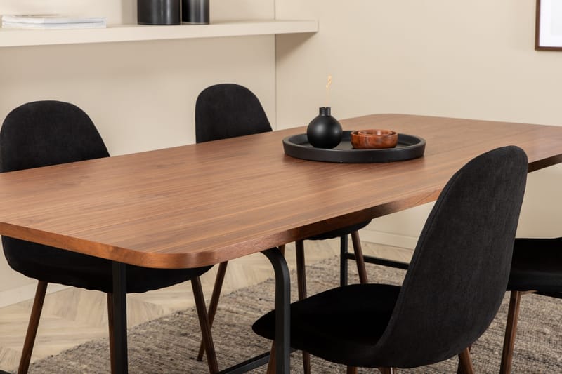 Unos Matgrupp 200 cm inkl 4 Pontus Stolar - Valnötsbrun/Svart - Möbler - Bord & matgrupp - Matgrupp