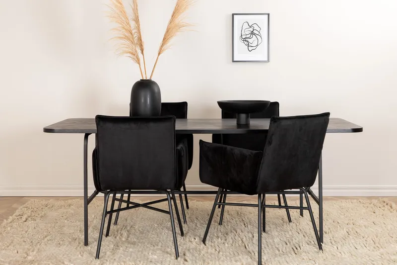 Unos Matgrupp 200 cm inkl 4 Pipi Stolar - Svart - Möbler - Bord & matgrupp - Matgrupp