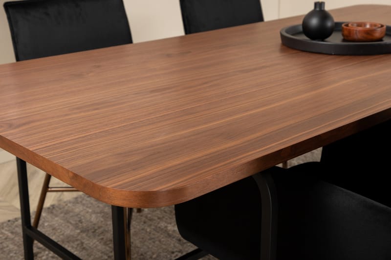 Unos Matgrupp 200 cm inkl 4 Pipi Stolar - Valnötsbrun/Svart/Kopper - Möbler - Bord & matgrupp - Matgrupp