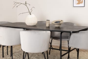 Unos Matgrupp 200 cm inkl 6 Berita Sammetsstolar - Svart/Grå - Möbler - Bord & matgrupp - Matgrupp