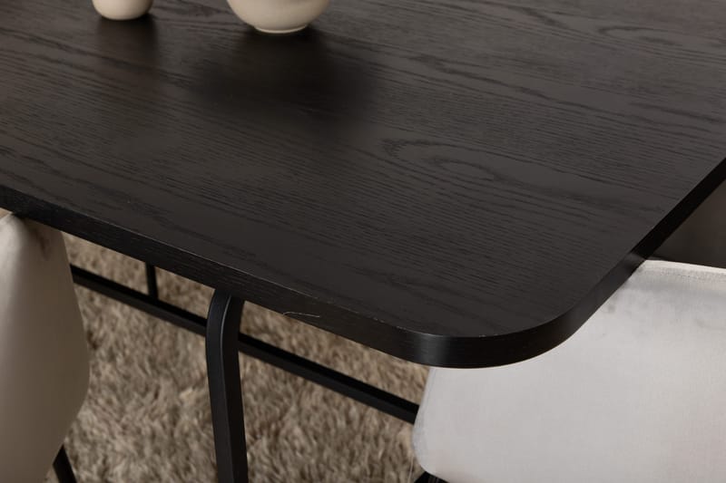 Unos Matgrupp 200 cm inkl 6 Berita Sammetsstolar - Svart/Grå - Möbler - Bord & matgrupp - Matgrupp