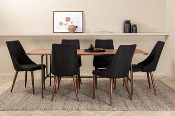 Unos Matgrupp 200 cm inkl 6 Campomar Stolar - Valnötsbrun/Svart - Möbler - Bord & matgrupp - Matgrupp