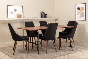 Unos Matgrupp 200 cm inkl 6 Campomar Stolar - Valnötsbrun/Svart - Möbler - Bord & matgrupp - Matgrupp