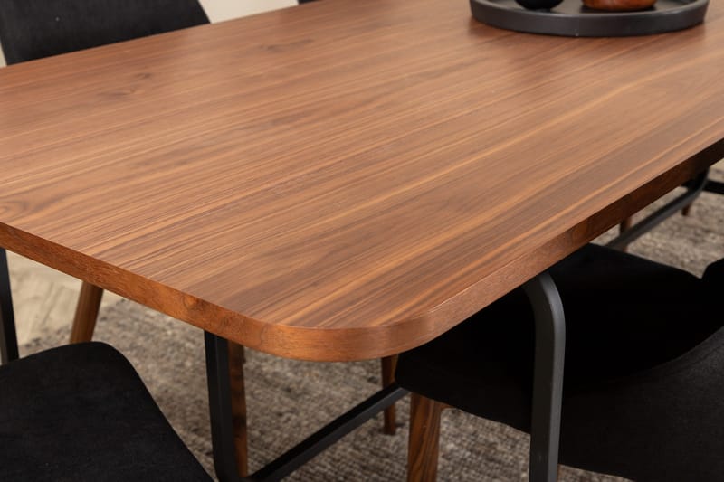 Unos Matgrupp 200 cm inkl 6 Campomar Stolar - Valnötsbrun/Svart - Möbler - Bord & matgrupp - Matgrupp