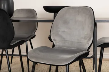 Unos Matgrupp 200 cm inkl 6 Emsa Stolar - Svart/Ljusgrå - Möbler - Bord & matgrupp - Matgrupp