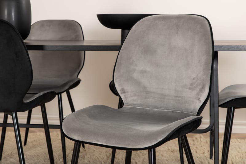 Unos Matgrupp 200 cm inkl 6 Emsa Stolar - Svart/Ljusgrå - Möbler - Bord & matgrupp - Matgrupp