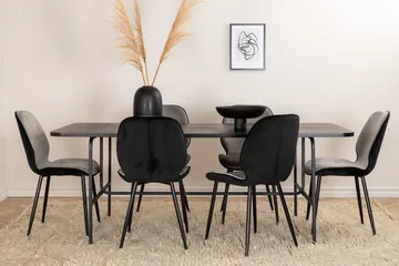 Unos Matgrupp 200 cm inkl 6 Emsa Stolar - Svart/Ljusgrå - Möbler - Bord & matgrupp - Matgrupp