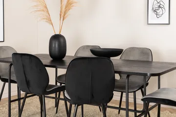 Unos Matgrupp 200 cm inkl 6 Emsa Stolar - Svart/Ljusgrå - Möbler - Bord & matgrupp - Matgrupp