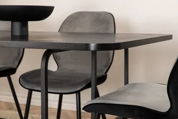 Unos Matgrupp 200 cm inkl 6 Emsa Stolar - Svart/Ljusgrå - Möbler - Bord & matgrupp - Matgrupp