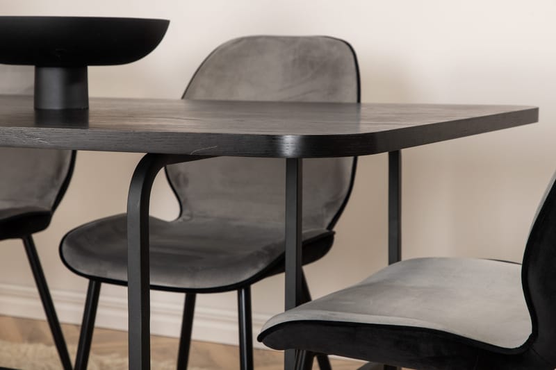 Unos Matgrupp 200 cm inkl 6 Emsa Stolar - Svart/Ljusgrå - Möbler - Bord & matgrupp - Matgrupp