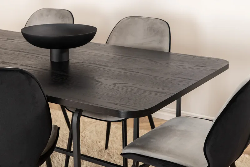 Unos Matgrupp 200 cm inkl 6 Emsa Stolar - Svart/Ljusgrå - Möbler - Bord & matgrupp - Matgrupp