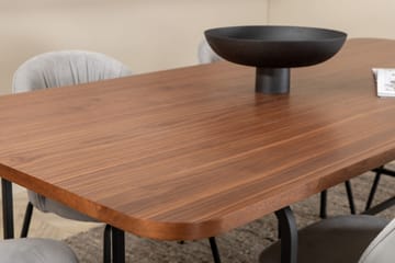 Unos Matgrupp 200 cm inkl 6 Foyos Stolar - Valnötsbrun/Svart/Grå - Möbler - Bord & matgrupp - Matgrupp