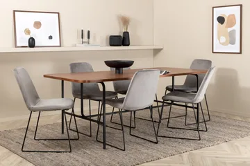 Unos Matgrupp 200 cm inkl 6 Jadraque Stolar - Valnötsbrun/Svart/Grå - Möbler - Bord & matgrupp - Matgrupp