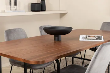 Unos Matgrupp 200 cm inkl 6 Jadraque Stolar - Valnötsbrun/Svart/Grå - Möbler - Bord & matgrupp - Matgrupp