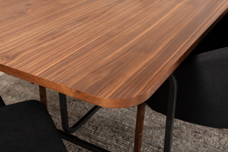 Unos Matgrupp 200 cm inkl 6 Kullersbro Stolar - Valnötsbrun/Svart/Brun - Möbler - Bord & matgrupp - Matgrupp