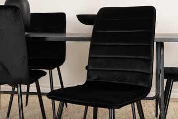 Unos Matgrupp 200 cm inkl 6 Robin Sammetsstolar - Svart - Möbler - Bord & matgrupp - Matgrupp