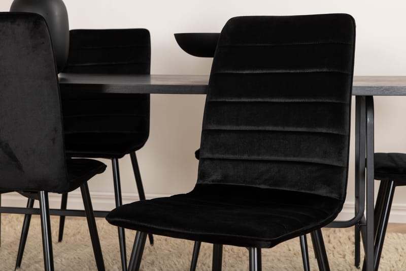 Unos Matgrupp 200 cm inkl 6 Robin Sammetsstolar - Svart - Möbler - Bord & matgrupp - Matgrupp