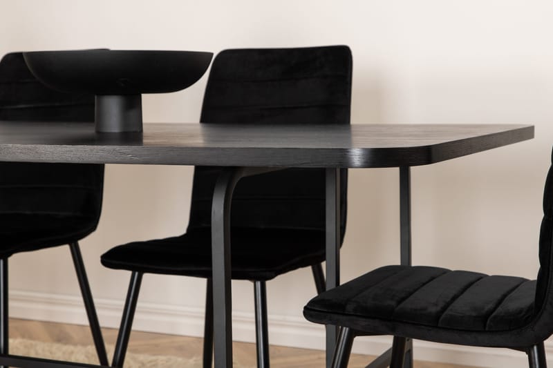 Unos Matgrupp 200 cm inkl 6 Robin Sammetsstolar - Svart - Möbler - Bord & matgrupp - Matgrupp