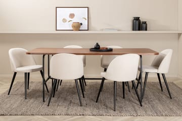 Unos Matgrupp 200 cm inkl 6 Valera Manchesterstolar - Valnötsbrun/Svart/Beige - Möbler - Bord & matgrupp - Matgrupp