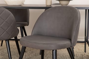 Unos Matgrupp 200 cm inkl 6 Velvets Stolar - Svart/Grå - Möbler - Bord & matgrupp - Matgrupp