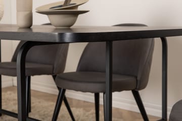 Unos Matgrupp 200 cm inkl 6 Velvets Stolar - Svart/Grå - Möbler - Bord & matgrupp - Matgrupp