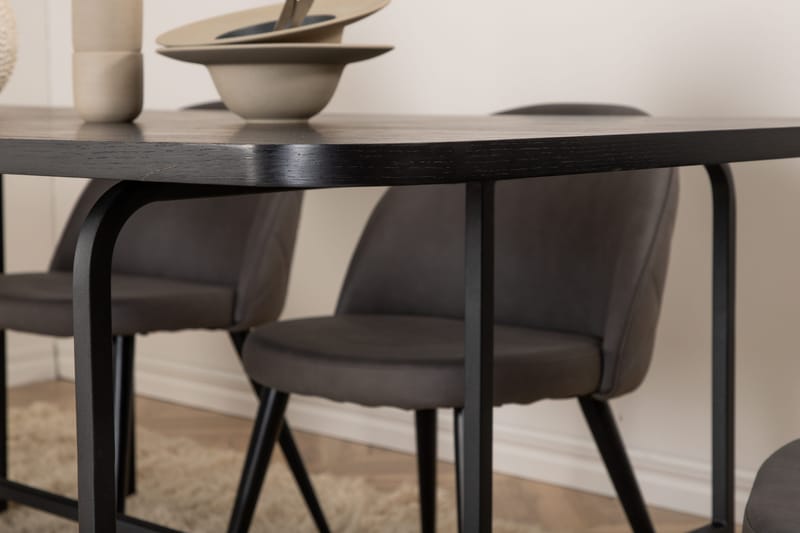 Unos Matgrupp 200 cm inkl 6 Velvets Stolar - Svart/Grå - Möbler - Bord & matgrupp - Matgrupp