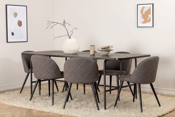 Unos Matgrupp 200 cm inkl 6 Velvets Stolar - Svart/Grå - Möbler - Bord & matgrupp - Matgrupp