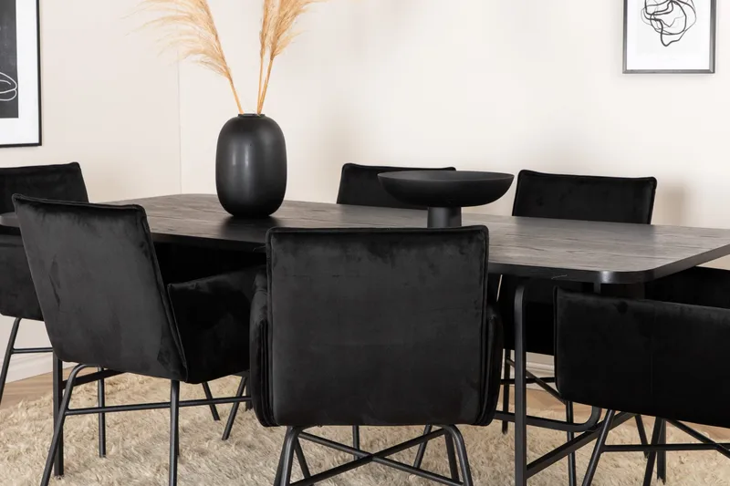 Unos Matgrupp 200 cm inkl 6 Pippi Stolar - Svart - Möbler - Bord & matgrupp - Matgrupp