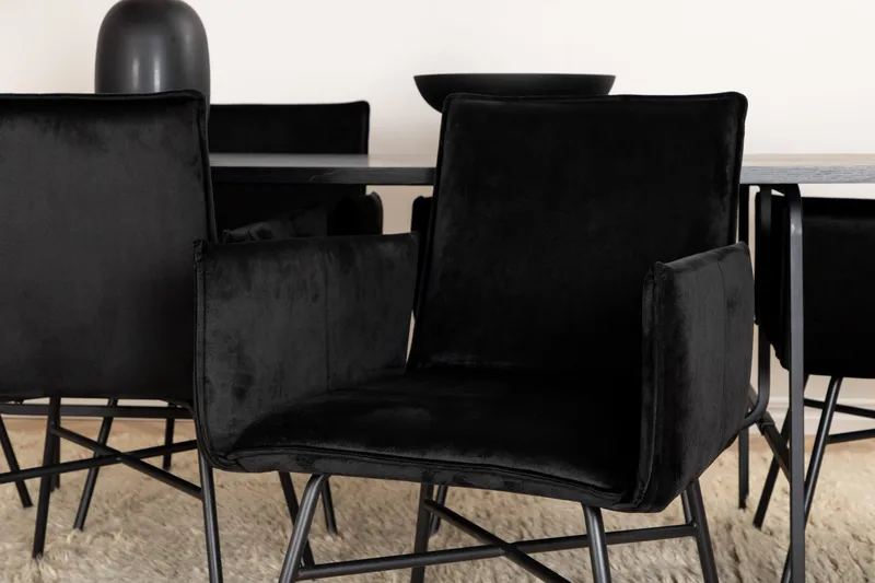 Unos Matgrupp 200 cm inkl 6 Pippi Stolar - Svart - Möbler - Bord & matgrupp - Matgrupp