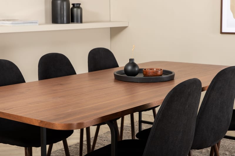 Unos Matgrupp 200 cm inkl 6 Pontus Stolar - Valnötsbrun/Svart - Möbler - Bord & matgrupp - Matgrupp