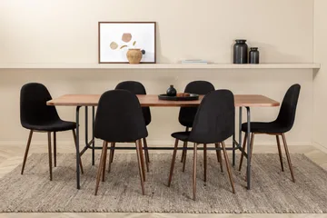 Unos Matgrupp 200 cm inkl 6 Pontus Stolar - Valnötsbrun/Svart - Möbler - Bord & matgrupp - Matgrupp