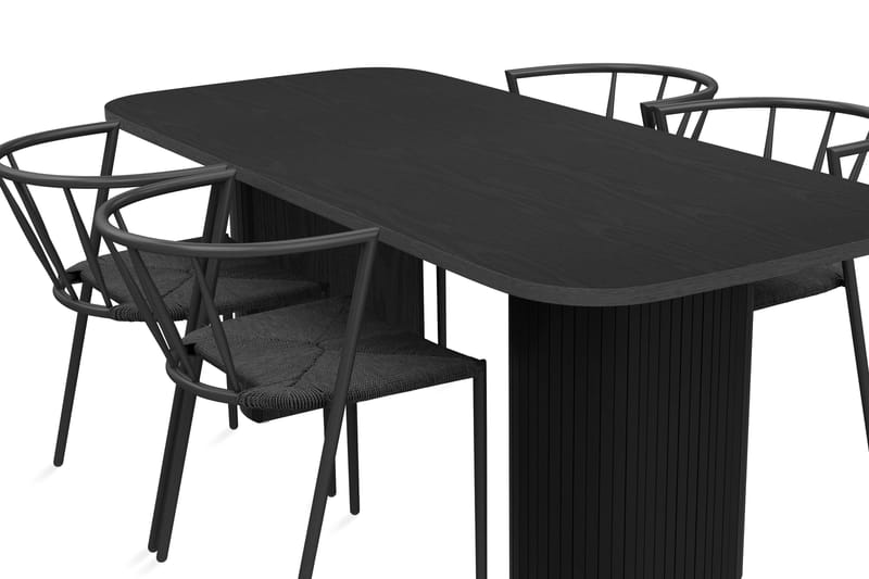 Matgrupp Uppveda 200 cm inkl 4 Winston Stolar - Svart - Matgrupp