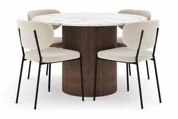 Uppveda Matbord 120 cm Rund med 4 Gemmiano Stolar - Brun - Möbler - Bord & matgrupp - Matgrupp