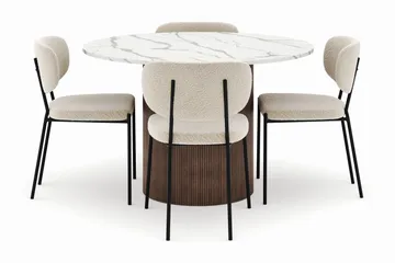 Uppveda Matbord 120 cm Rund med 4 Gemmiano Stolar - Brun - Möbler - Bord & matgrupp - Matgrupp