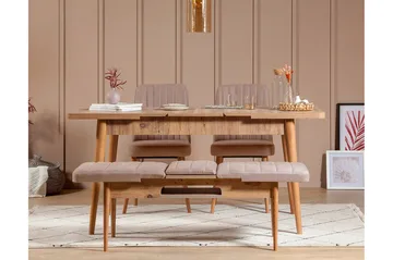 Valsot Förlängningsbar Matgrupp 129 cm - Natur/Grå/Brun - Möbler - Bord & matgrupp - Matgrupp