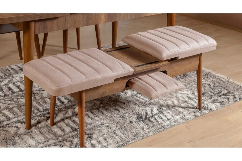 Valsot Förlängningsbar Matgrupp 129 cm - Vit/Grå - Möbler - Bord & matgrupp - Matgrupp