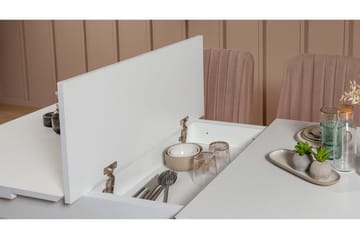 Valsot Förlängningsbar Matgrupp 129 cm - Vit/Grå - Möbler - Bord & matgrupp - Matgrupp