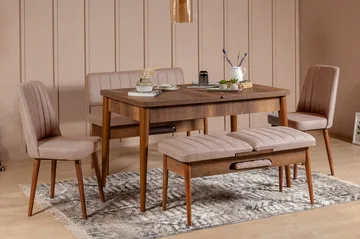 Valsot Förlängningsbar Matgrupp 129 cm - Vit/Grå - Möbler - Bord & matgrupp - Matgrupp