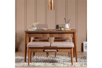 Valsot Förlängningsbar Matgrupp 129 cm - Vit/Mörkbrun - Möbler - Bord & matgrupp - Matgrupp