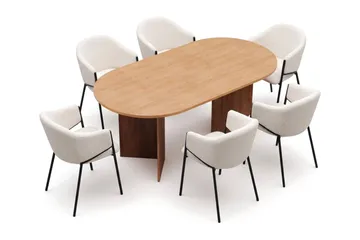 Vera Matgrupp rektangulärt 180 cm Ek med 6 Filip Matstolar - Ek - Möbler - Bord & matgrupp - Matgrupp