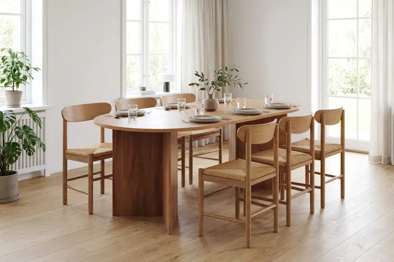 Vera Matgrupp rektangulärt 180 cm Ek med 6 Malte Matstolar - Möbler - Bord & matgrupp - Matgrupp