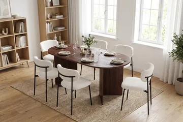 Vera Matgrupp rektangulärt 180 cm Valnöt med 6 Lucy Matstolar - Valnöt - Möbler - Bord & matgrupp - Matgrupp