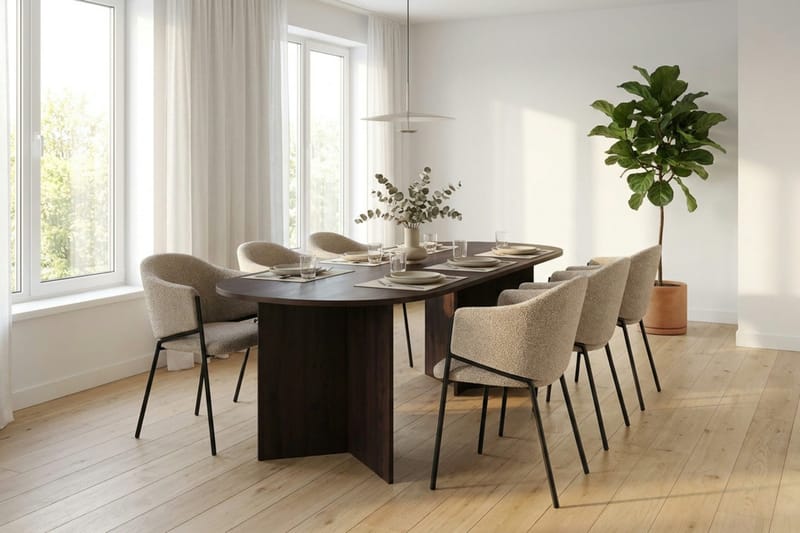 Vera Matgrupp rektangulärt 220 cm Rökt Ek med 6 Filip Matstolar - Rökt ek - Möbler - Bord & matgrupp - Matgrupp