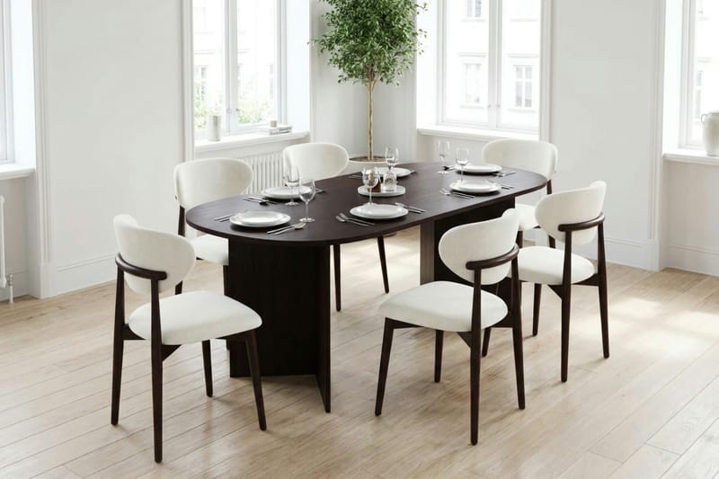 Vera Matgrupp rektangulärt 220 cm Rökt Ek med 6 Molly Matstolar - Rökt ek - Möbler - Bord & matgrupp - Matgrupp